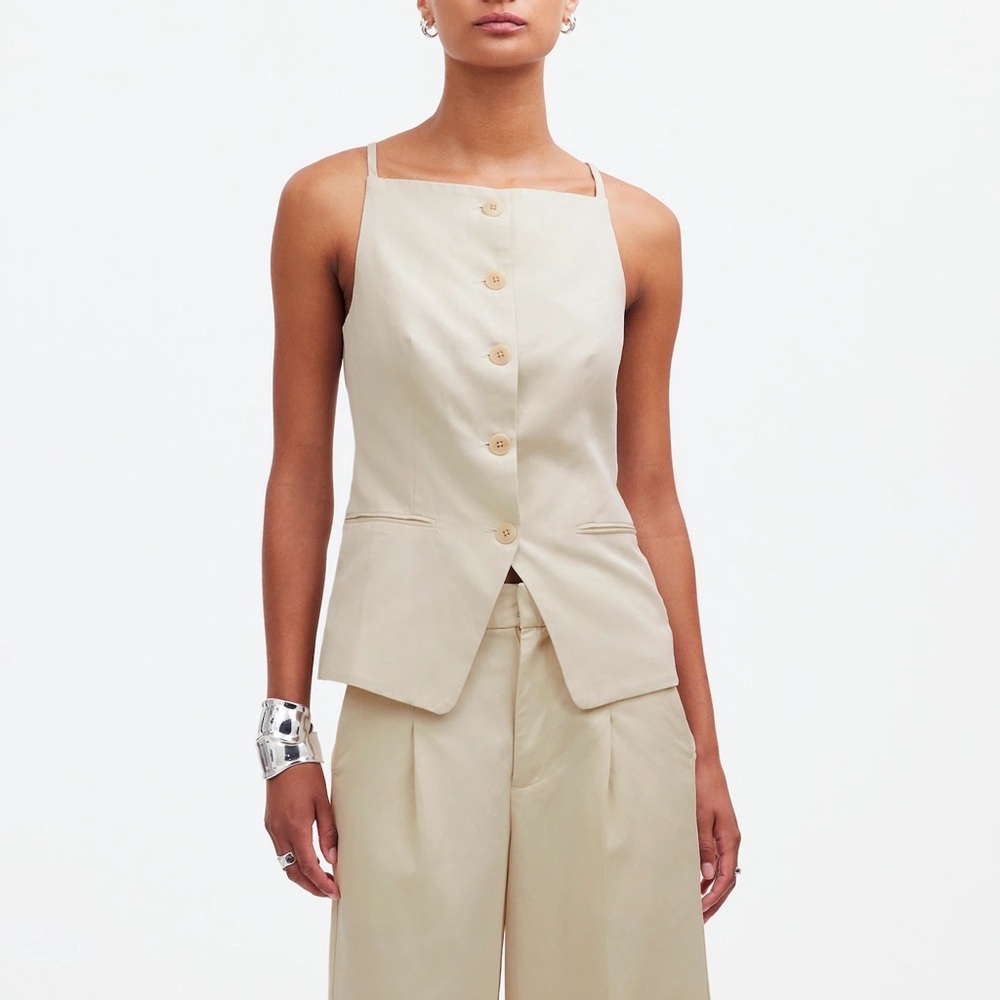Madewell Beige Button-Front Blouse